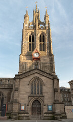 Architecture exterior of Newcastle Cathedral (Cathedral Church of St Nicholas). use it as your Wallpaper, Poster and Space for text, Selective focus.