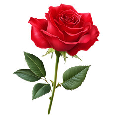 Naklejka premium single red rose isolated on a transparent background.