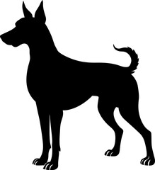 Obraz premium Elegant Dog Silhouette Standing Profile Black Canine Breed Artwork Graphic Design