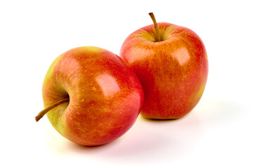 Red prince apples, isolated on white background.
