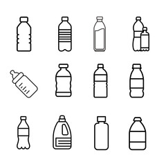 Recycleable Plastic Water Bottle Line Icon. Illustation vector.