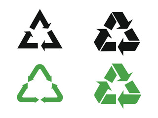 Recycling Symbols Set – Black and Green Recycle Arrow Icons for Sustainability and Eco-Friendly Design