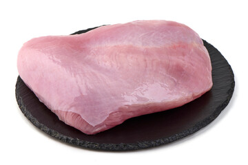 Raw turkey breast fillet, isolated on white background.