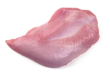 Raw turkey breast fillet, isolated on white background.