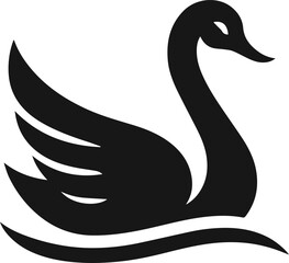 Simple Minimalist Graceful Swan Vector Art, Elegant Swan Illustration on White or Transparent Background