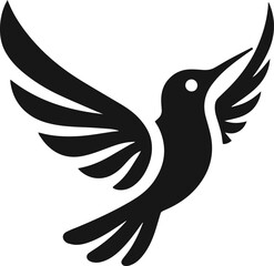 Simple Minimalist Hummingbird Vector Art, Elegant Hummingbird Illustration on White or Transparent Background