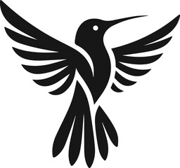 Simple Minimalist Hummingbird Vector Art, Elegant Hummingbird Illustration on White or Transparent Background