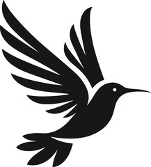 Simple Minimalist Hummingbird Vector Art, Elegant Hummingbird Illustration on White or Transparent Background
