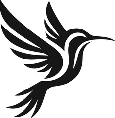 Simple Minimalist Hummingbird Vector Art, Elegant Hummingbird Illustration on White or Transparent Background