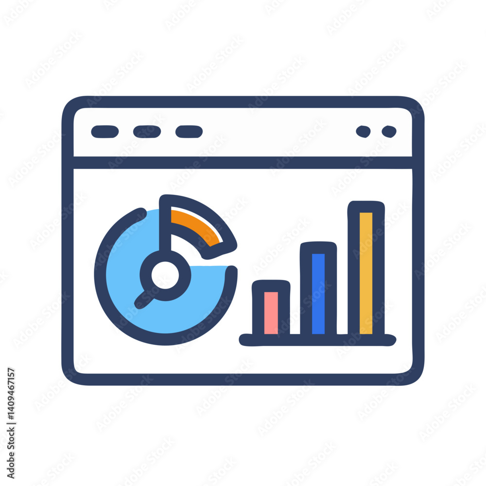 Poster Analytics Dashboard Icon – Content Performance and Data Visualization Symbol