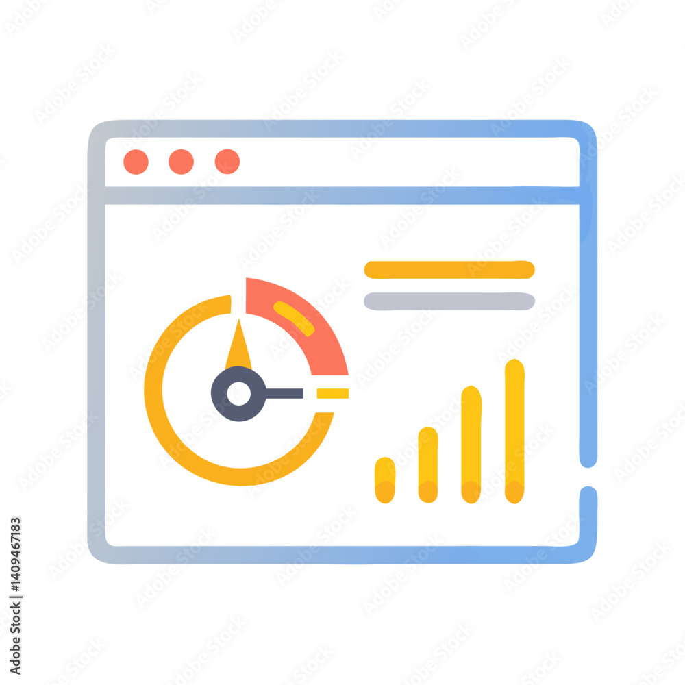 Poster Analytics Dashboard Icon – Content Performance and Data Visualization Symbol