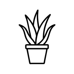 Aloe Vera Plant in Pot Icon – Medicinal and Herbal Remedy Symbol