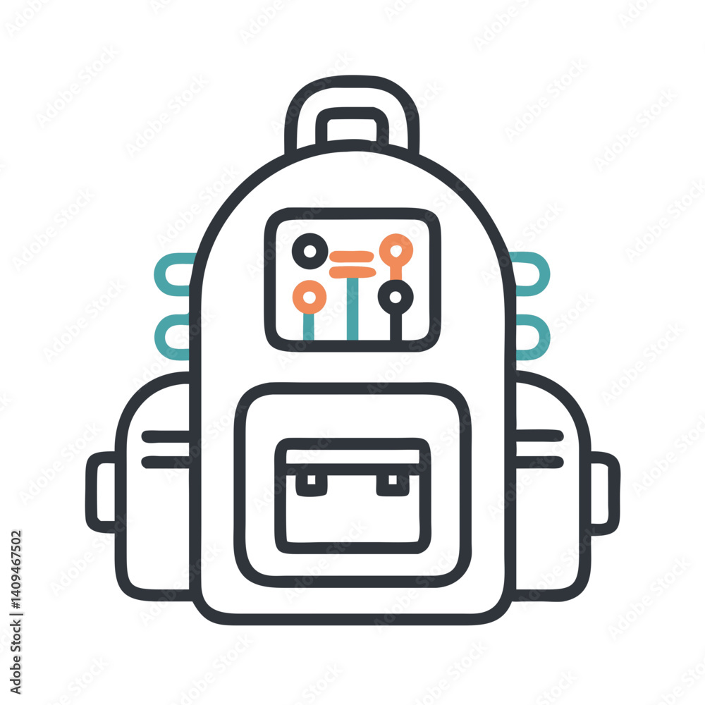 Poster ai backpack icon with circuit design – futuristic artificial intelligence symbol
