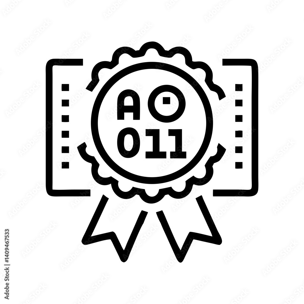 Poster AI Badge Icon with Binary Code – Artificial Intelligence Symbol