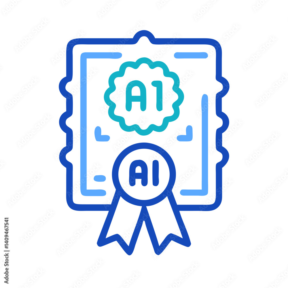 Poster AI Badge Icon with Binary Code – Artificial Intelligence Symbol