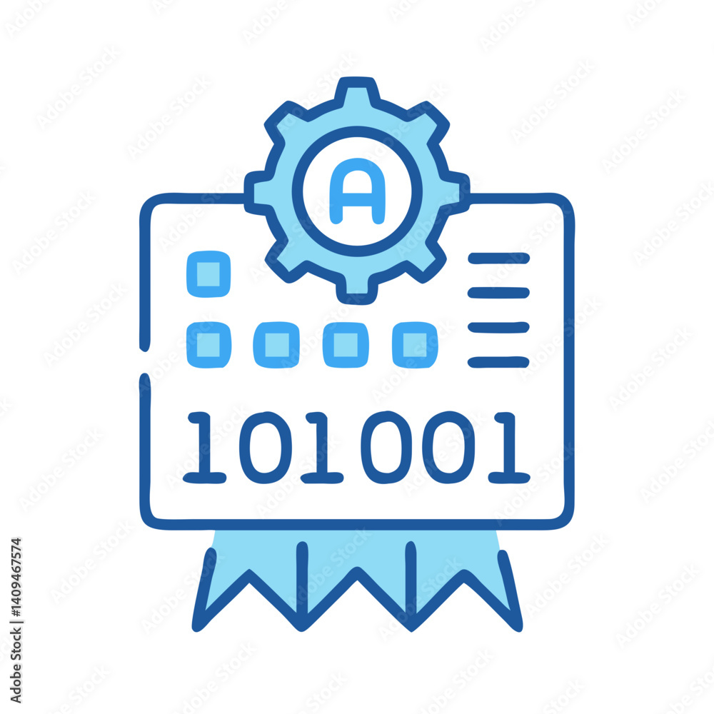 Poster AI Badge Icon with Binary Code – Artificial Intelligence Symbol