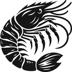 Simple Minimalist Prawn or Shrimp Vector Art, Elegant Shrimp Illustration on White or Transparent Background