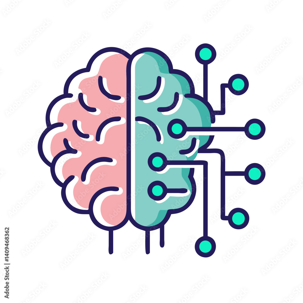 Poster Brain with Circuits Icon Representing Machine Learning and AI Processing