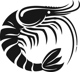 Simple Minimalist Prawn or Shrimp Vector Art, Elegant Shrimp Illustration on White or Transparent Background