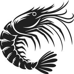 Simple Minimalist Prawn or Shrimp Vector Art, Elegant Shrimp Illustration on White or Transparent Background