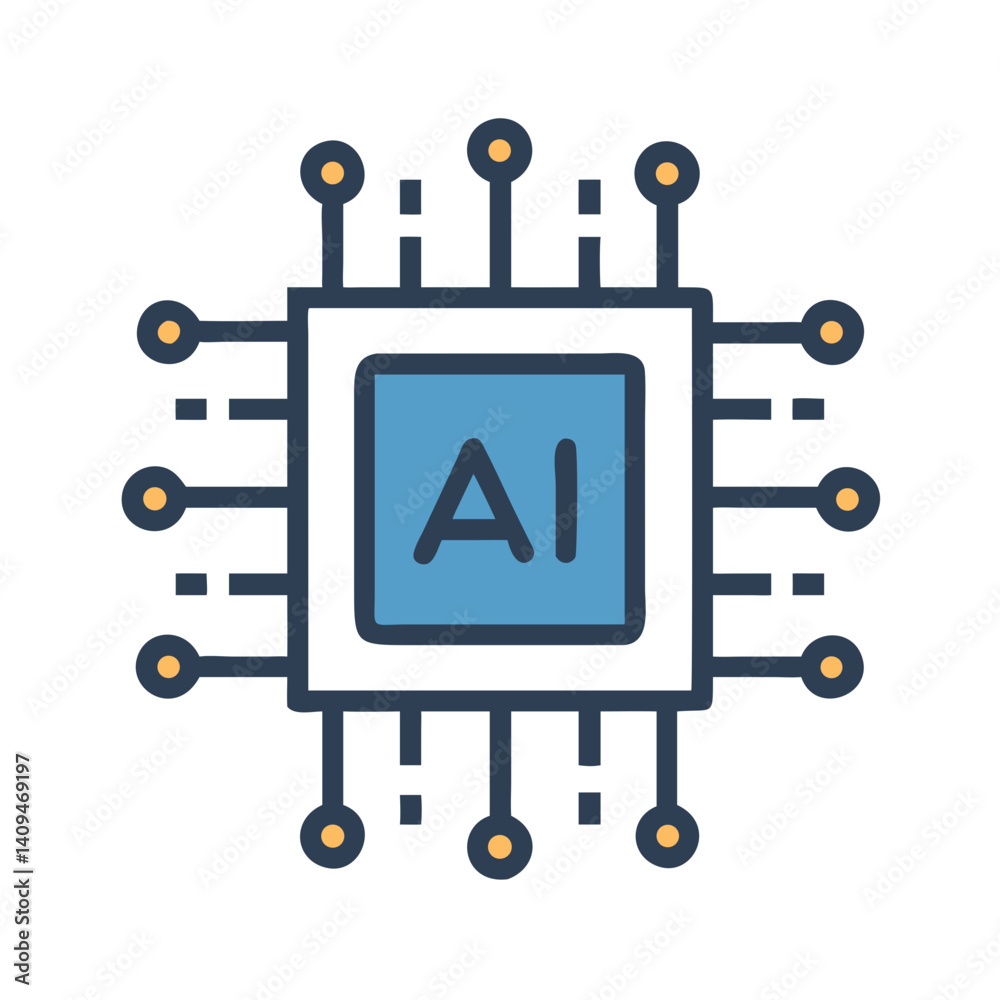 Aufkleber Chip Circuit Board Icon Representing Integrated Technology and System Connectivity
