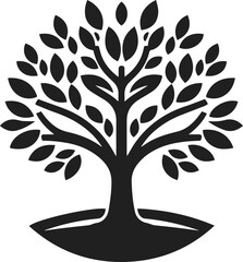 Simple Minimalist Tree Vector Art, Elegant Tree Illustration on White or Transparent Background