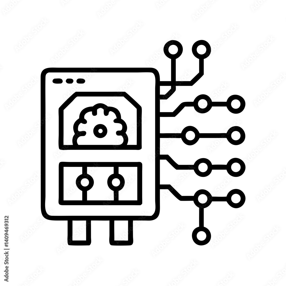 Aufkleber Circuit Box Icon Representing Machine Learning and Data Processing