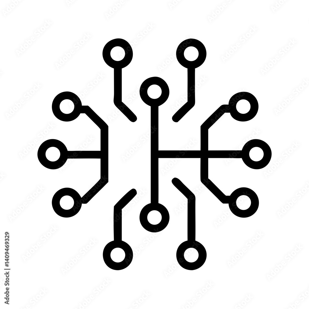 Poster Circuit Branch Icon Representing Neural Data Transfer and AI Processing