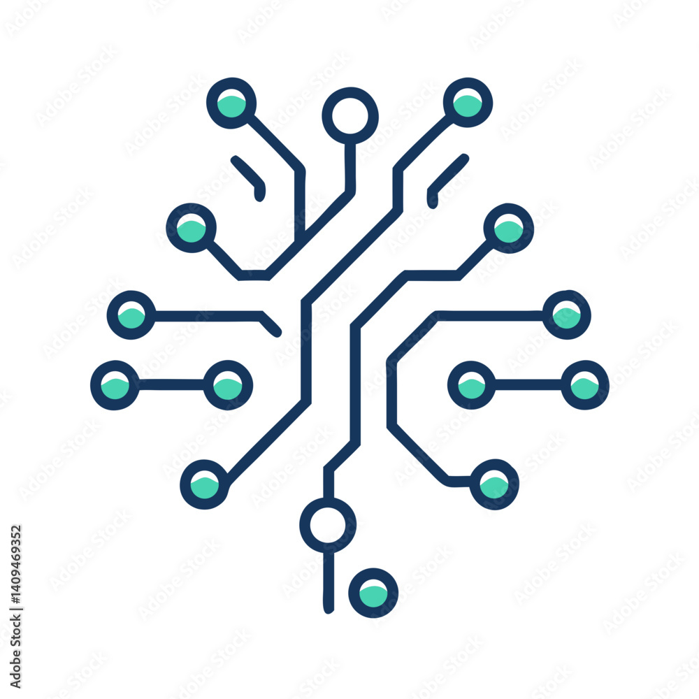 Poster Circuit Branch Icon Representing Neural Data Transfer and AI Processing
