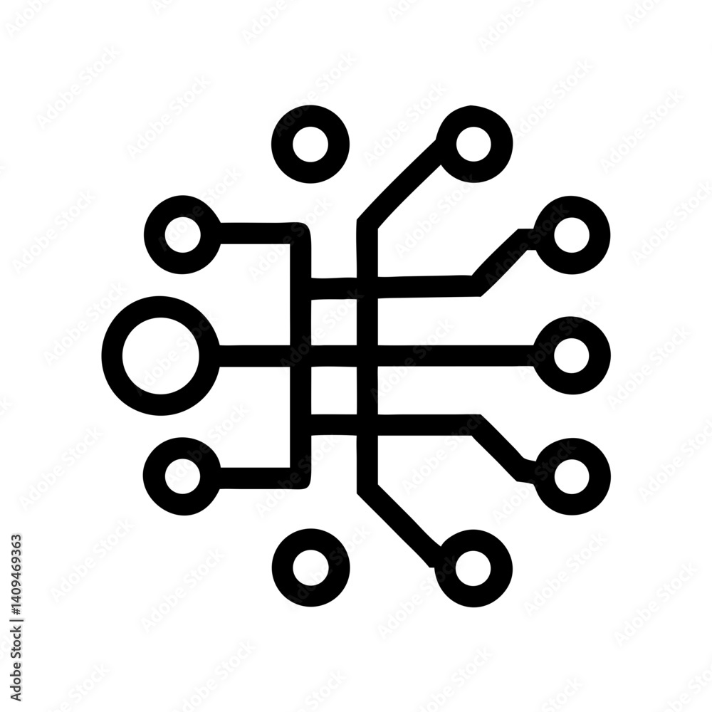 Poster Circuit Branch Icon Representing Neural Data Transfer and AI Processing