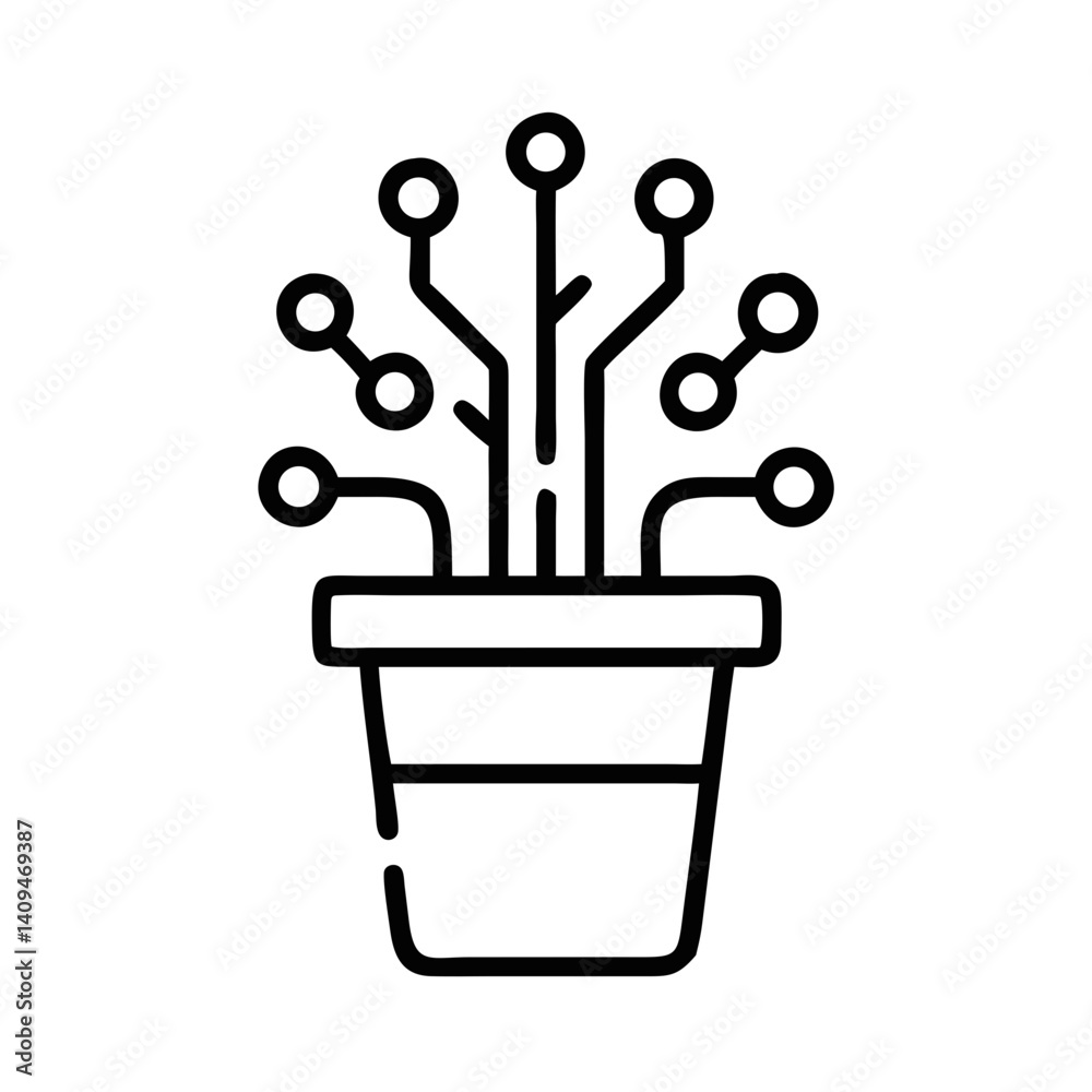 Poster Circuit Pot Icon Representing AI Innovation and Technological Growth