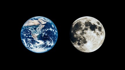 Stunning earth and moon celestial bodies space image photography dark blue gray night white world