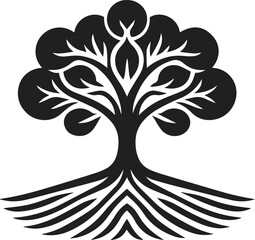 Simple Minimalist Tree Vector Art, Elegant Tree Illustration on White or Transparent Background