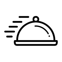 Obraz premium Cloche with Speed Lines Icon Representing Quick Service and Fast Delivery