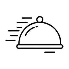 Obraz premium Cloche with Speed Lines Icon Representing Quick Service and Fast Delivery