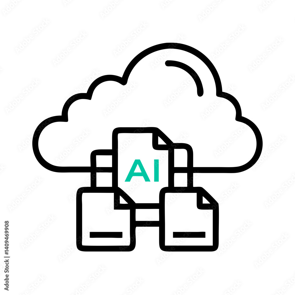 Aufkleber Cloud with Folder Icon Representing AI Data Storage and Cloud Computing