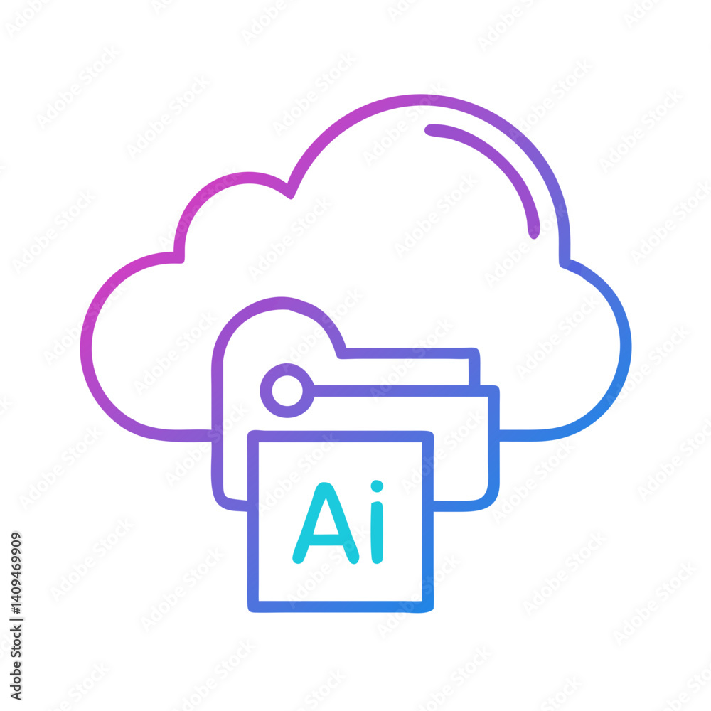 Aufkleber Cloud with Folder Icon Representing AI Data Storage and Cloud Computing