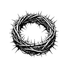 Fototapeta premium Intricate sketch of a circular nest made from sharp twigs