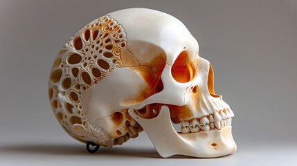 anatomical skull with patterned texture