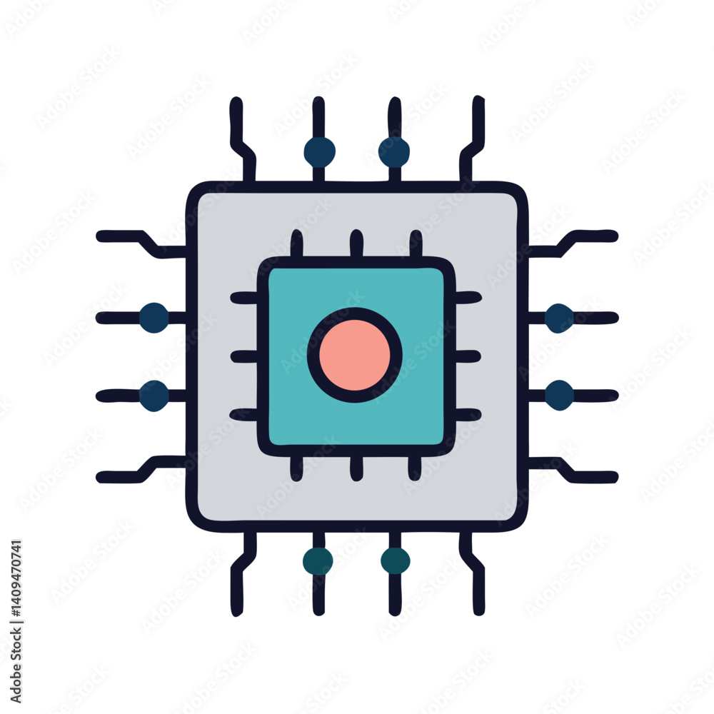 Poster CPU Chip Icon Representing Machine Processing and Computational Power