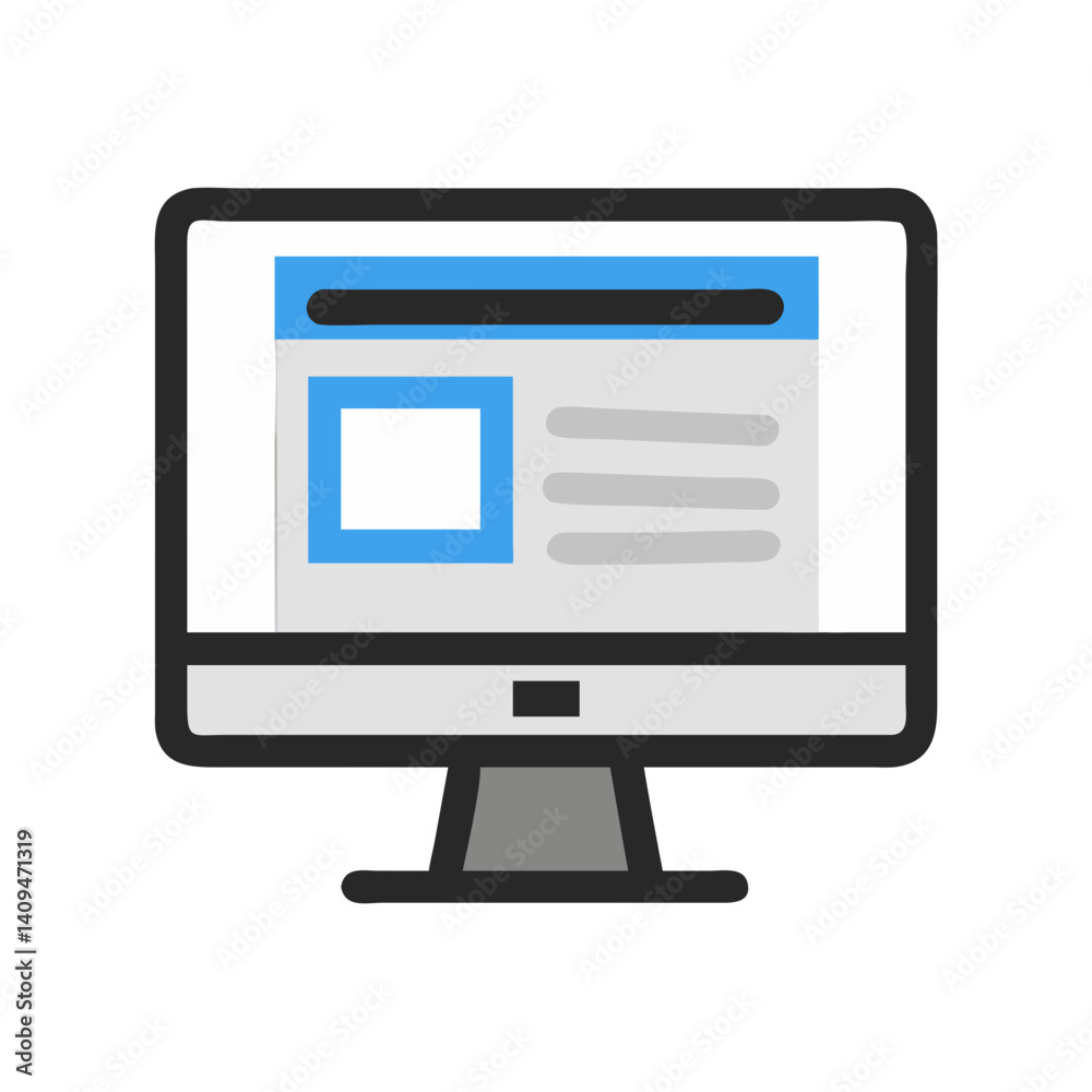 Poster Desktop Monitor Icon Representing Content Display and Digital Interface