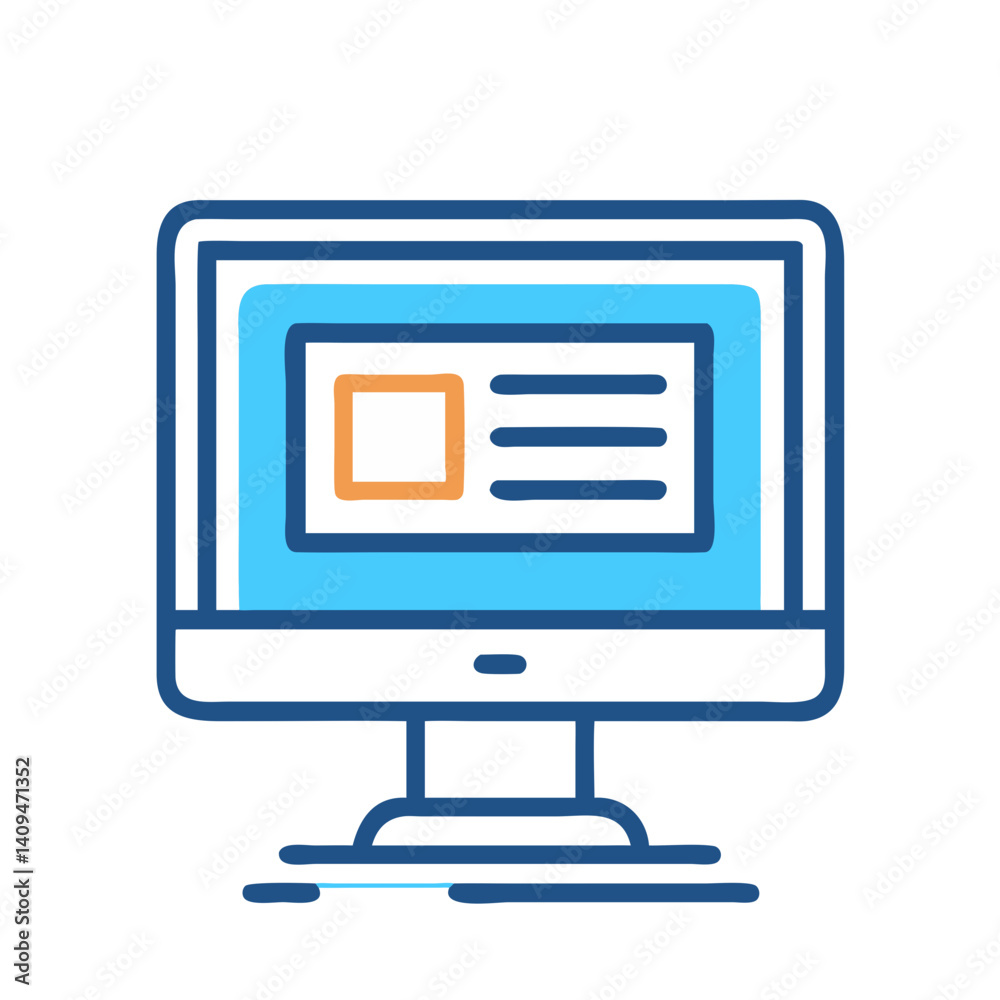 Poster Desktop Monitor Icon Representing Content Display and Digital Interface