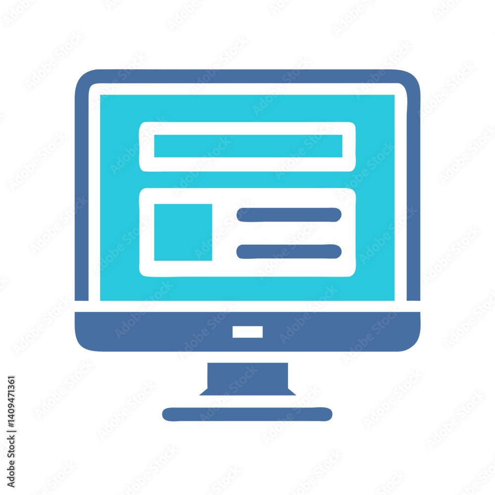 Fototapete Desktop Monitor Icon Representing Content Display and Digital Interface