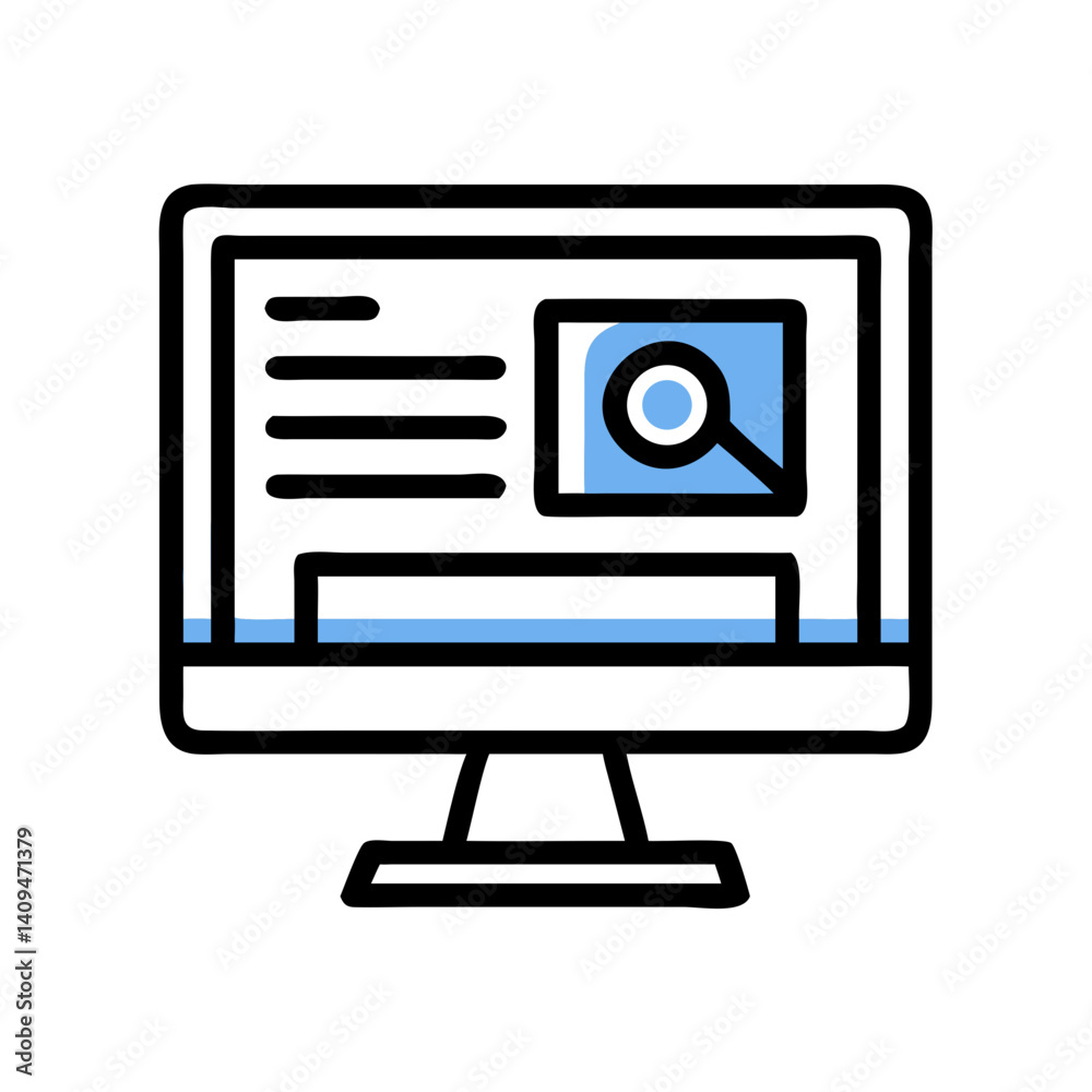 Poster Desktop Monitor Icon Representing Content Display and Digital Interface