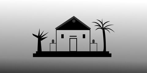 a black and white illustration of a house with 