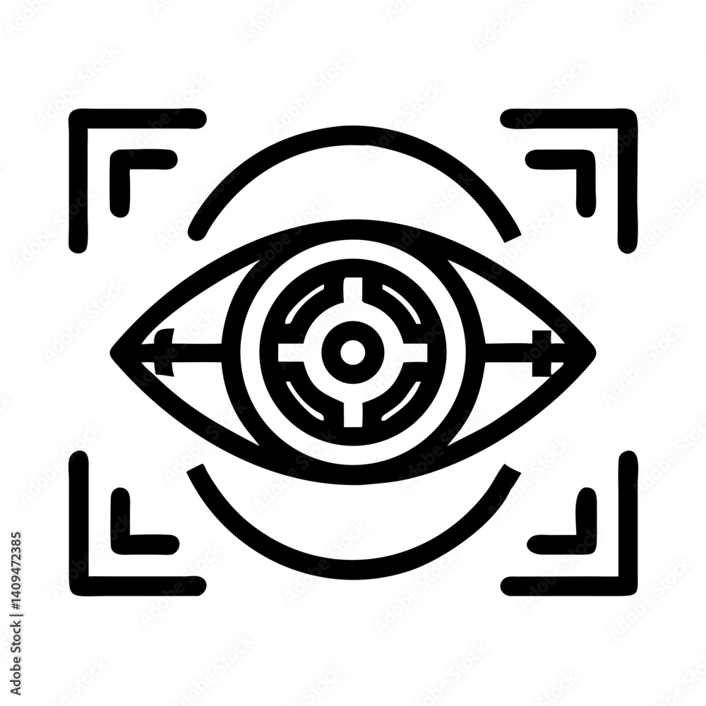 Aufkleber Eye with Scanner Frame Icon Representing AI Vision and Machine Learning