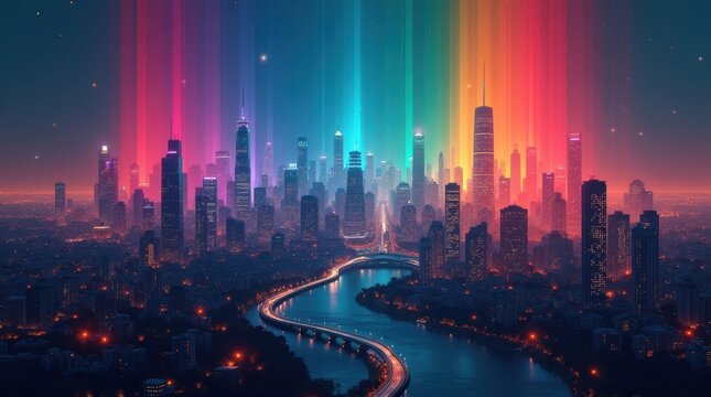 World password day cybersecurity awareness event urban cityscape digital art environment vibrant night view