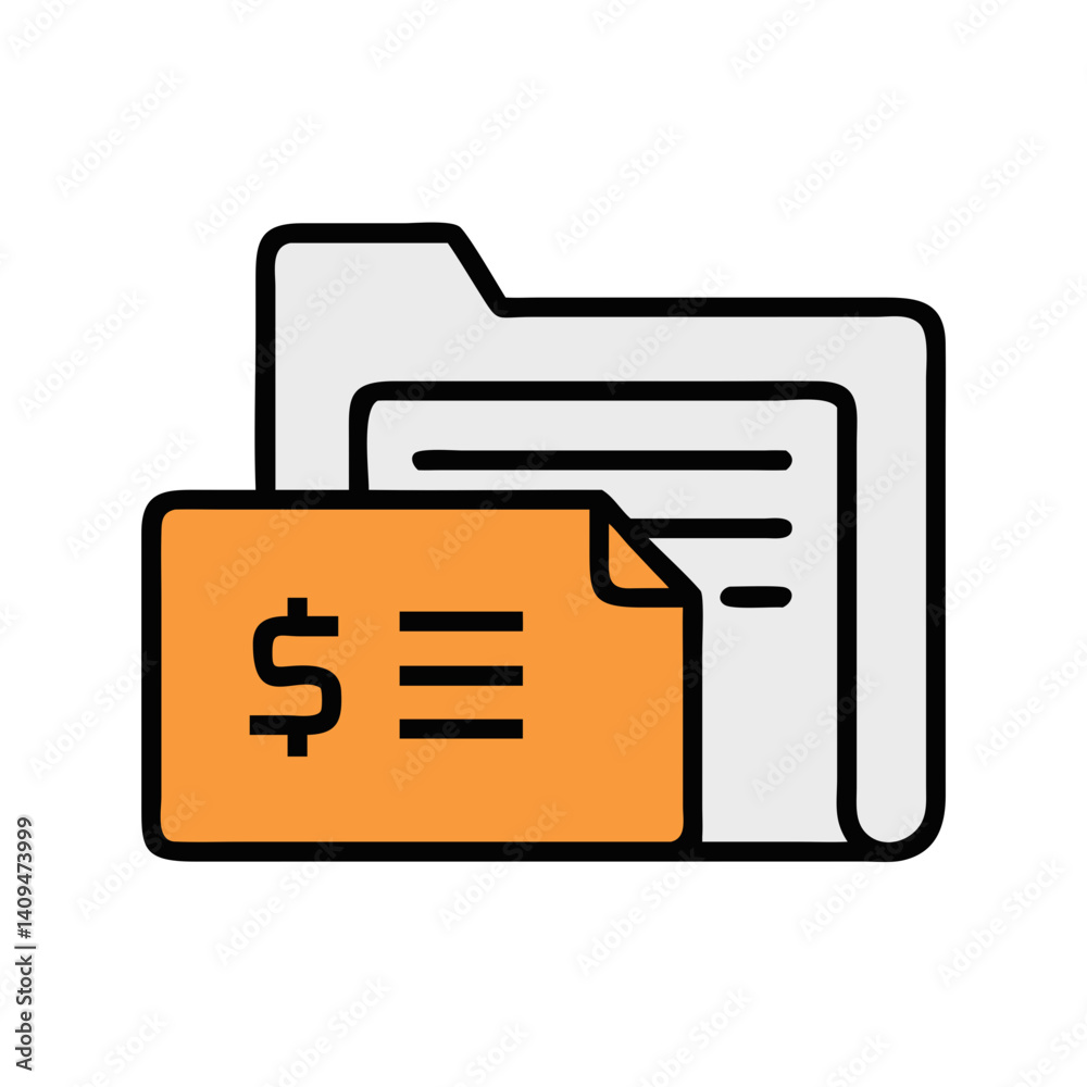 Poster folder with receipt icon representing financial records and expense management