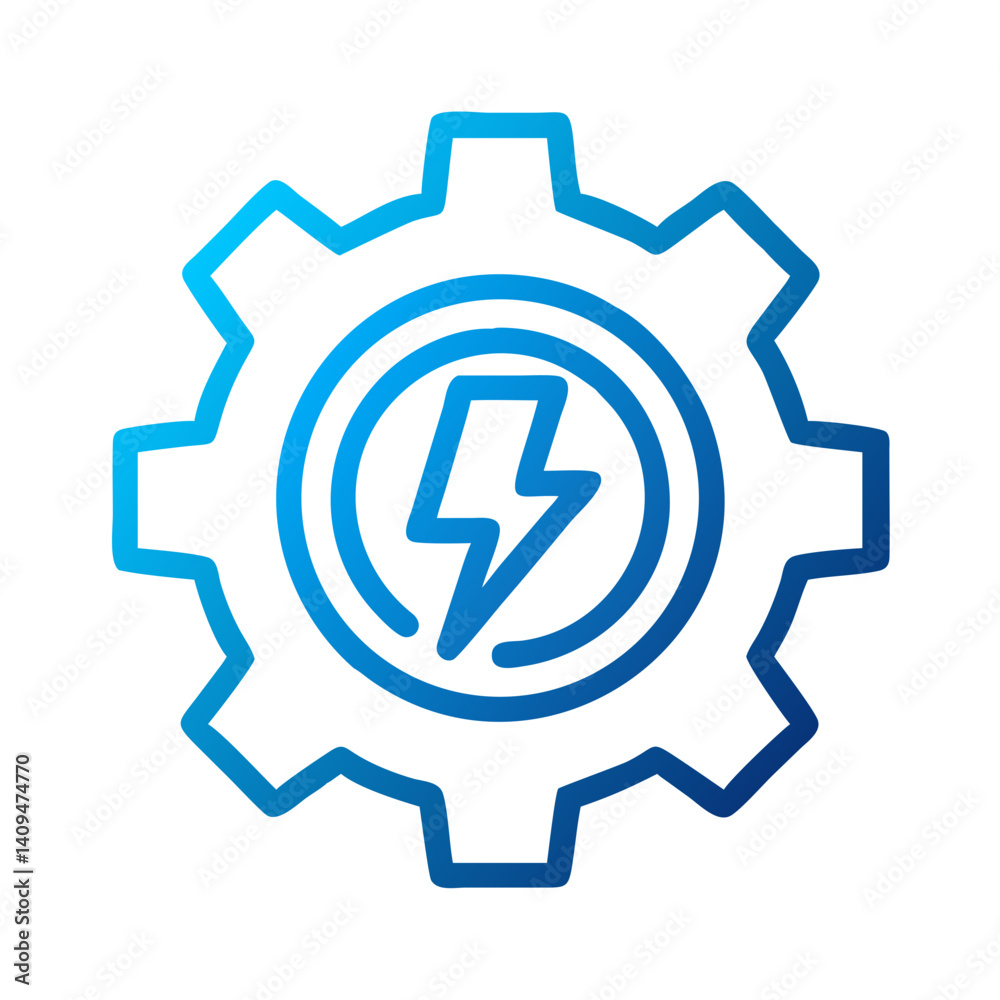 Poster gear with lightning symbol icon representing power generation and energy engineering