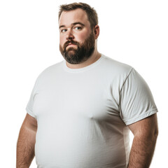 Fototapeta premium Man in Casual Wear: A portrait of a man in a simple white t-shirt, exuding a sense of confidence and approachability, showcasing casual lifestyle and everyday fashion.